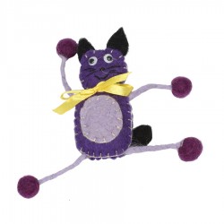 Broche lana hervida nino mujer gato violeta