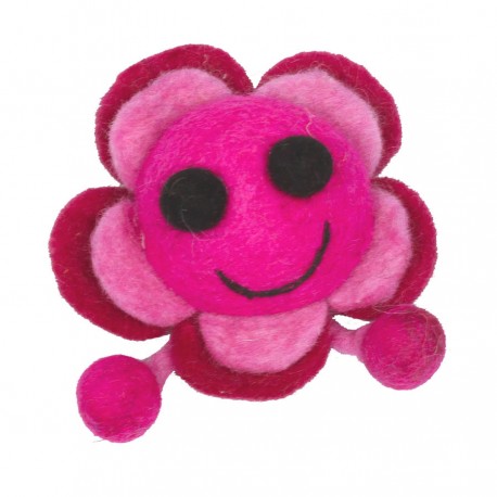 Broche colorée animal fleur rigolote rose