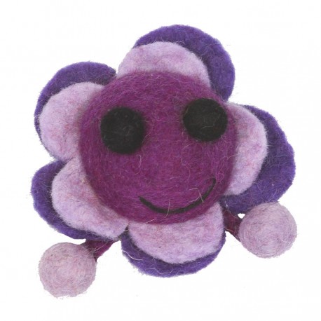 Broche colorée animaux fleur rigolote violette