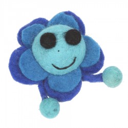 Broche lana hervida flora graciosa azul