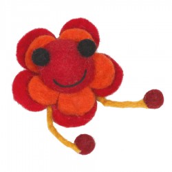 Broche animal ethnique fleur rigolote rouge