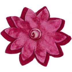 Broche laine bouillie ethnique grand modèle tulipe spirale rose