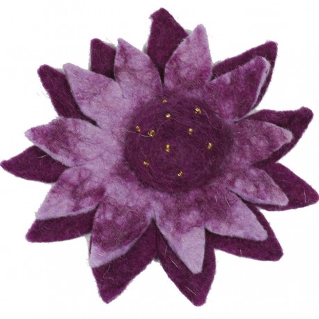 Broche ethnique fleur grand tournesol violet