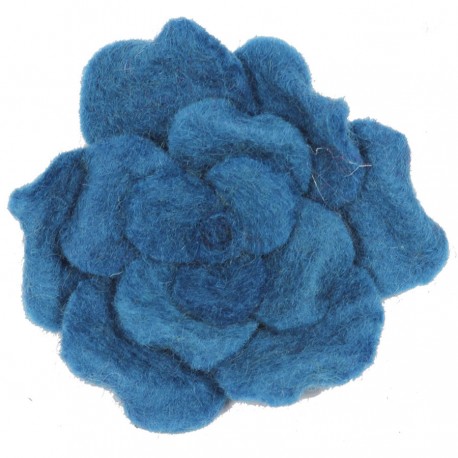 Broche fleur ethnique grande Rose bleue