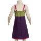 Robe fille ethnique fines bretelles et poche violet rose vert anis