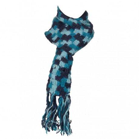 Echarpe laine tricotée bleue