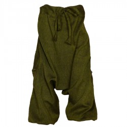 Plain green army mixed afghan trousers   14years