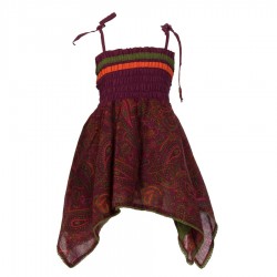 Tunica hippie asimetrica modulable falda rojo violaceo