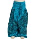 Pantalon bouffant coton indien imprimé turquoise