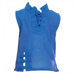 Maocollar kid tunic without sleeves blue