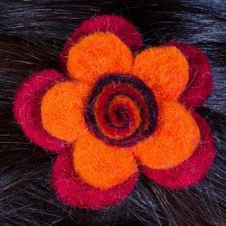 Hair kid clip pin flower felt spiral orange