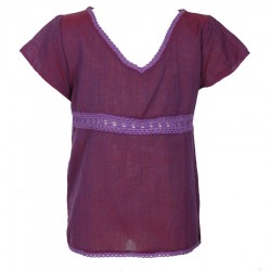 Ethnic girl tee shirt short sleeves violet