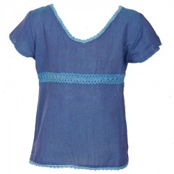 Ethnic girl tee shirt short sleeves blue