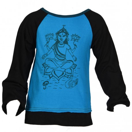 Tee-shirt ethnique manches longues Durga Turquoise