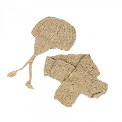 Bonnet écharpe laine enfant beige