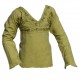 Embroidered tunic long sleeves collarV lemon green